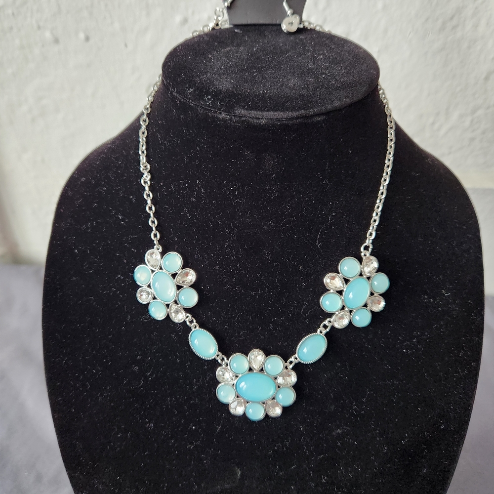 Paparazzi Silver and Blue Floral Necklace